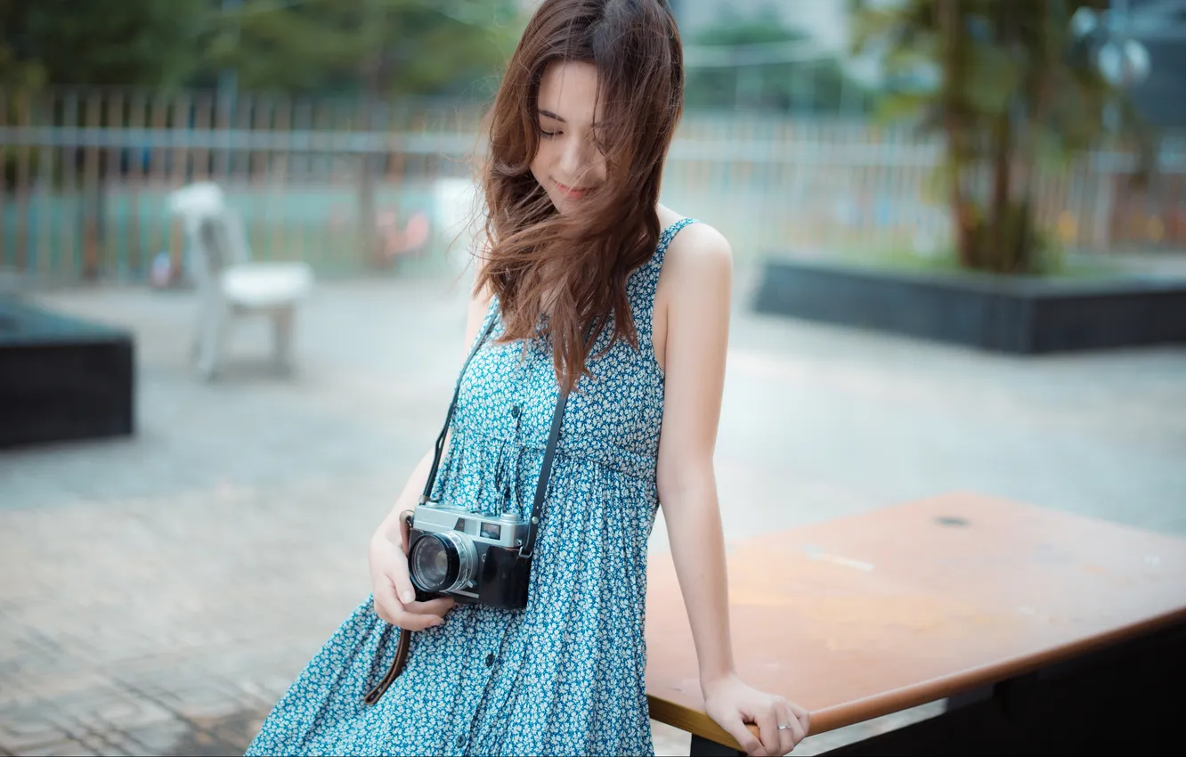 Photo wallpaper girl, the city, street