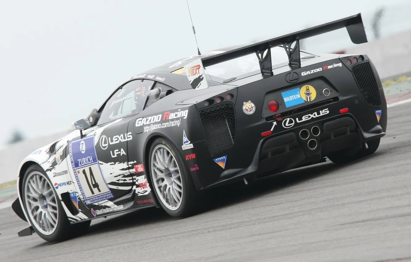 Photo wallpaper car, asphalt, Lexus, Lexus, race, the rear part, LF-A, left side