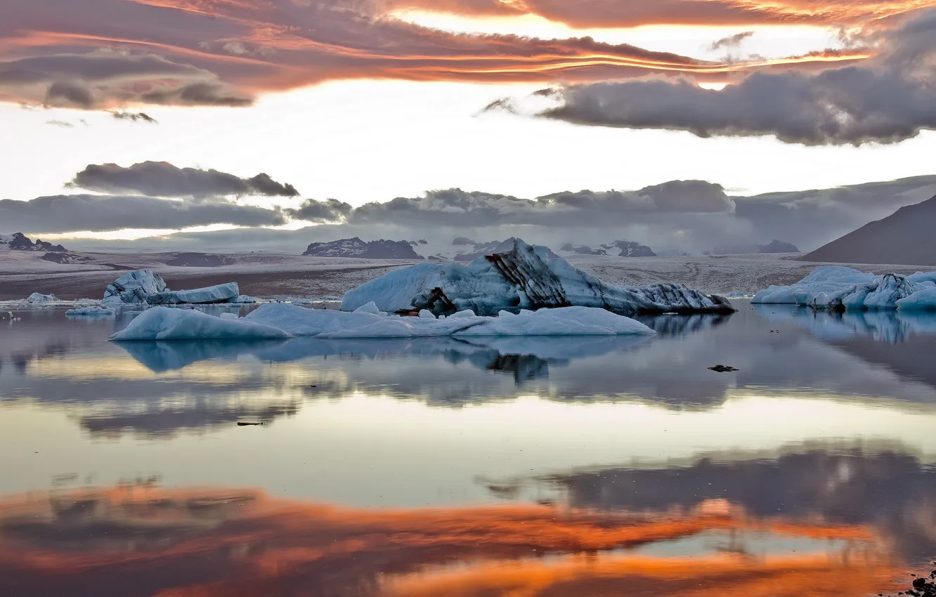 Photo wallpaper ice, sea, the sky, landscape