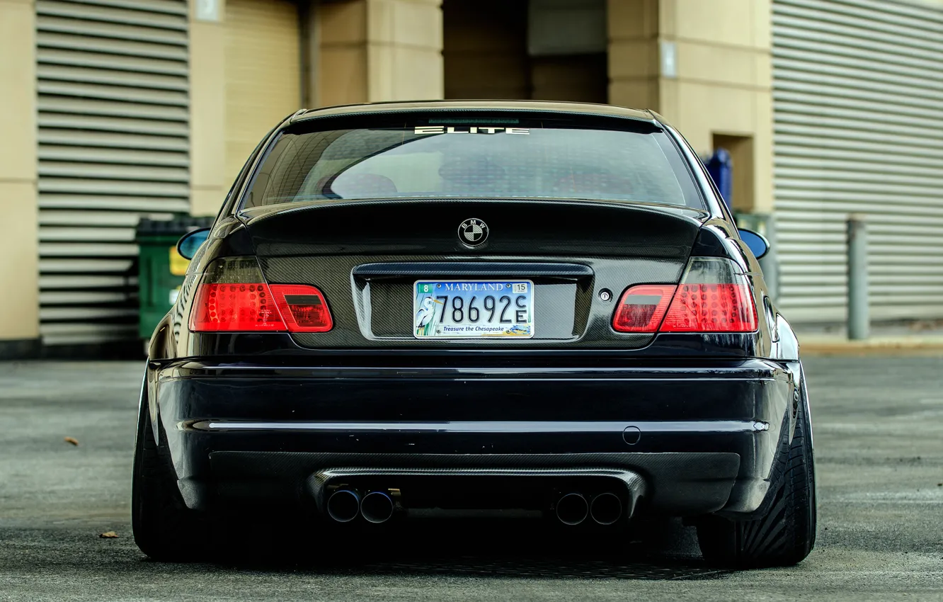 Photo wallpaper BMW, black, rear, E46