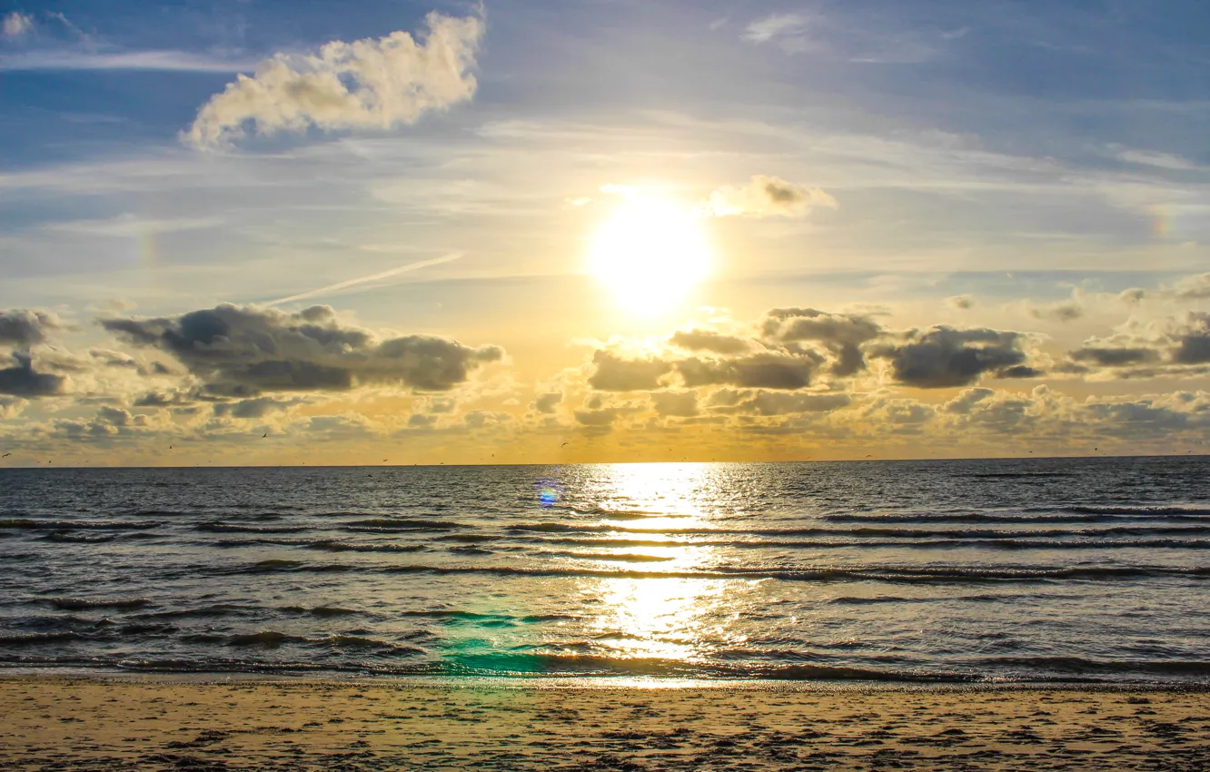 Photo wallpaper sunset, dune, denmark, north sea