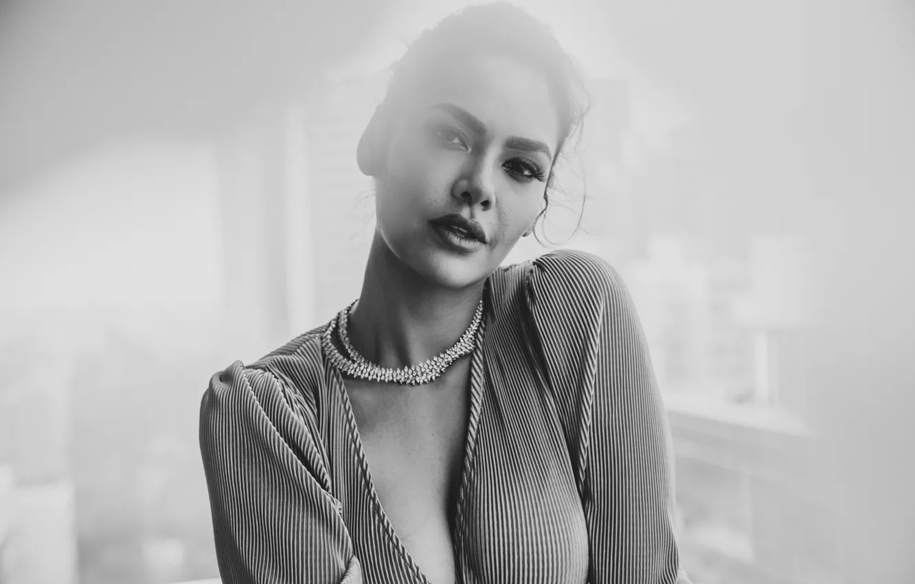 Photo wallpaper girl, hot, sexy, cleavage, beautiful, model, beauty, lips