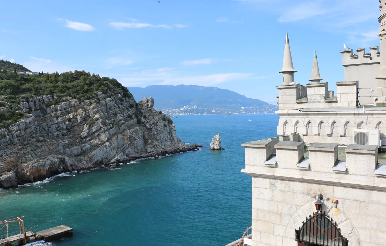 Photo wallpaper sea, summer, mountains, rocks, Crimea, Swallow's nest, Without treatment