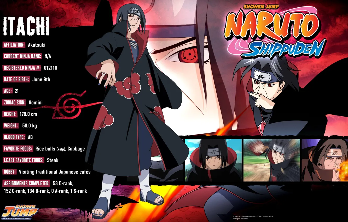 Photo wallpaper Naruto, red eyes, frames, akatsuki, sharingan, ninja, Itachi Uchiha, chakra