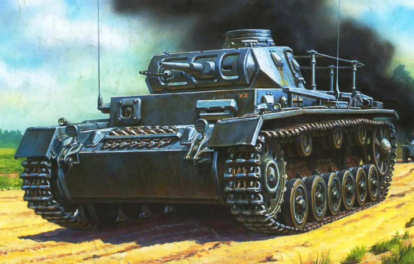 Photo wallpaper Panzerkampfwagen III, German medium tank, PzKpfw III, Sd.Car. 141