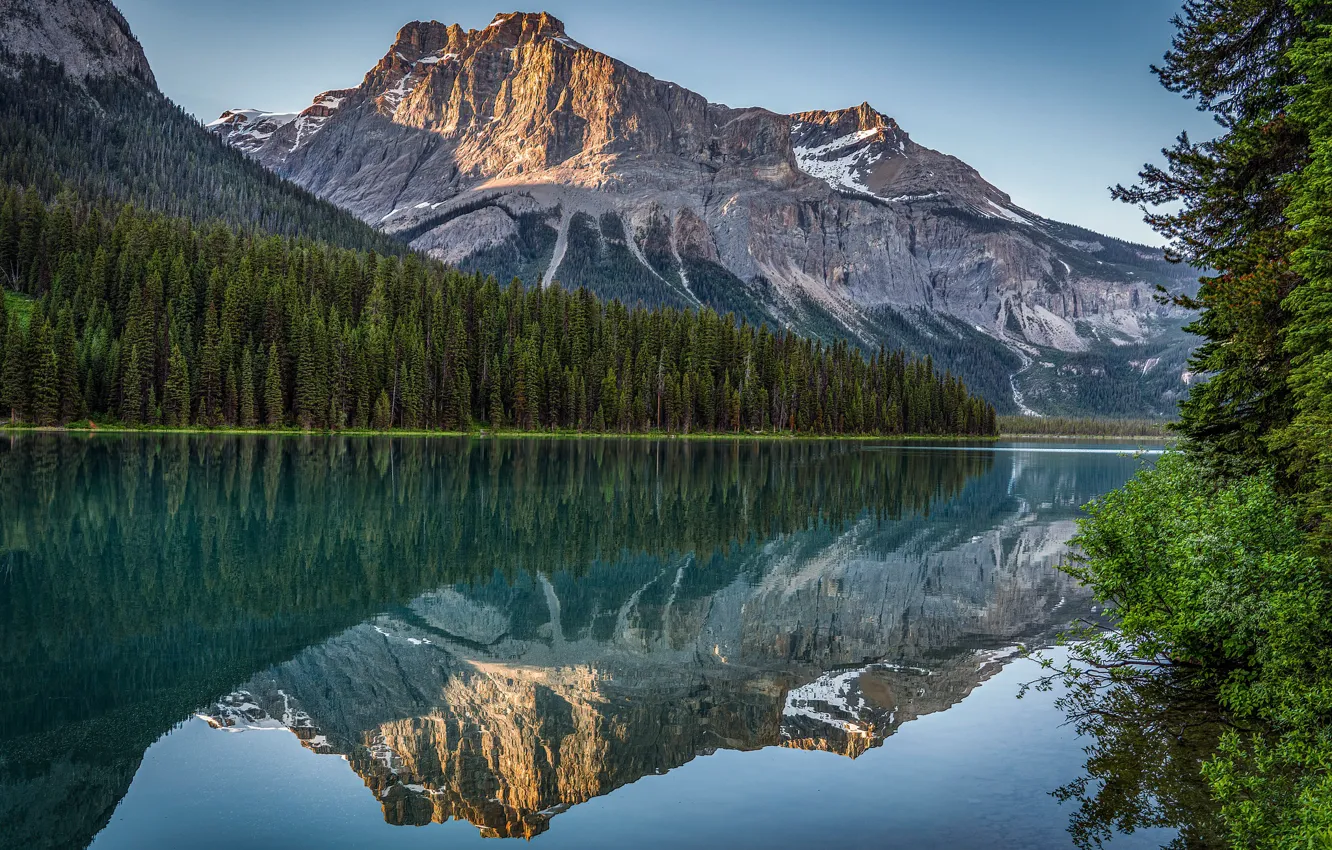Photo wallpaper forest, mountains, lake, reflection, Canada, Canada, British Columbia, British Columbia