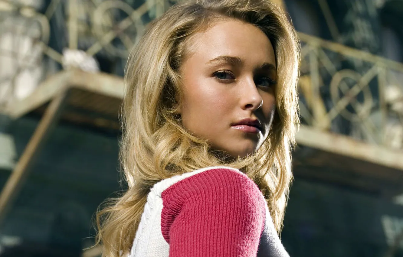 Photo wallpaper look, Hayden Panettiere, blonde, pink, blouse