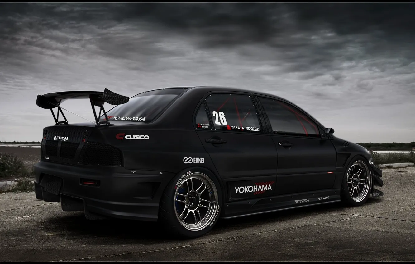 Photo wallpaper lancer, view, rear, evo ix