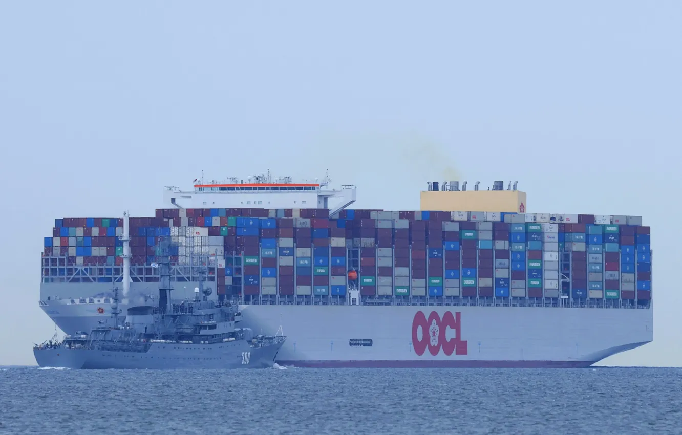 Photo wallpaper A container ship, training ship, Smolny