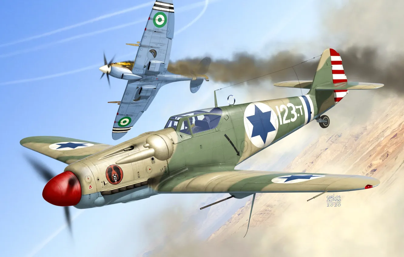 Photo wallpaper Supermarine Spitfire, Israeli air force, Avia S-199