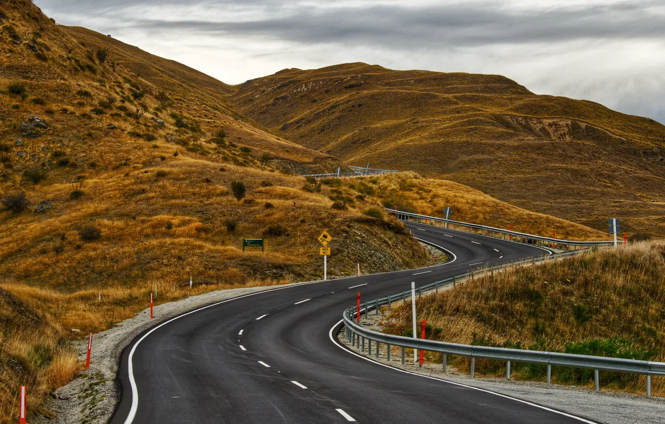 Photo wallpaper road, mountains, nature