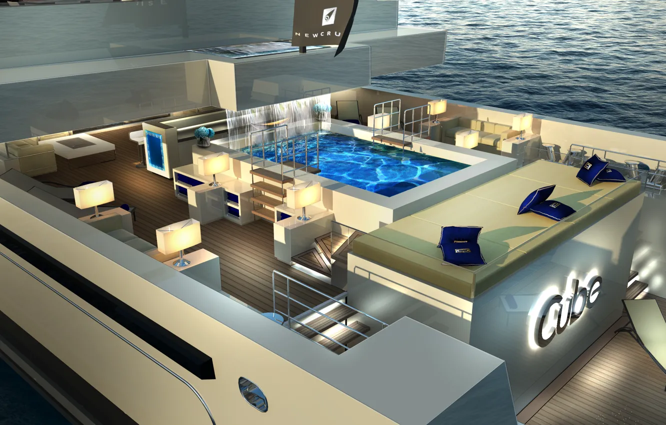 Photo wallpaper pool, luxury, exterior, spaces aboard, yacht CUBE
