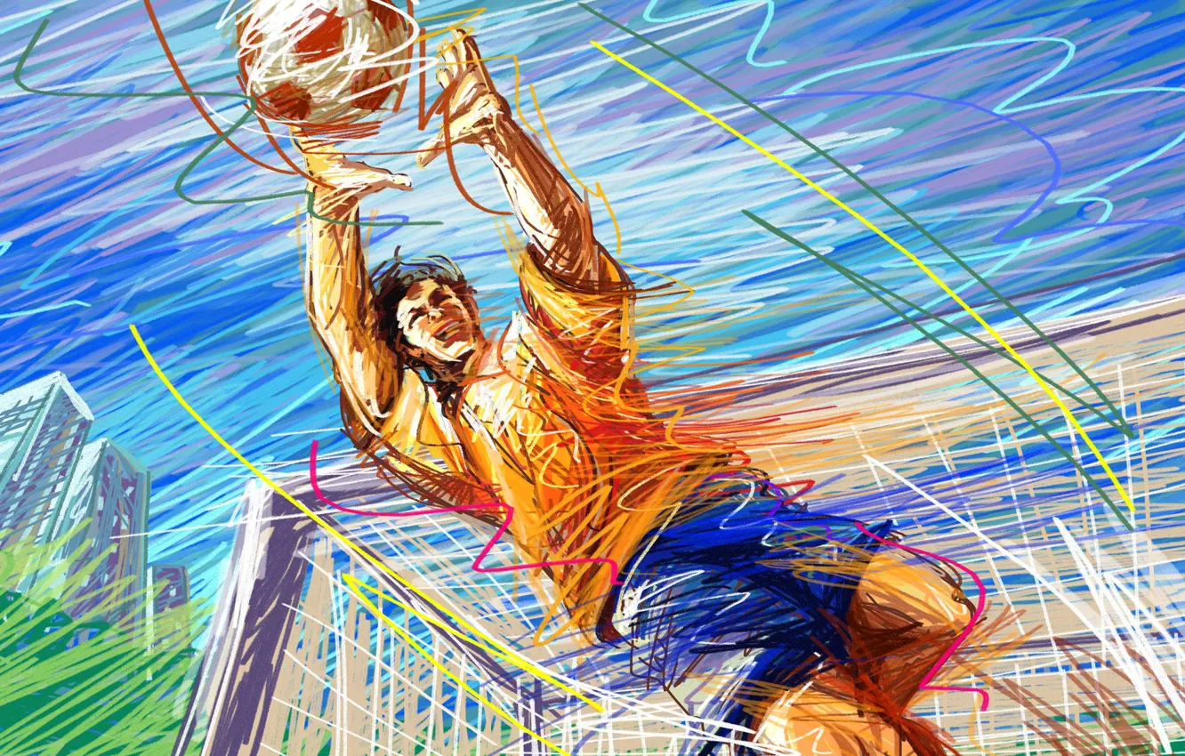 Photo wallpaper football, figure, the ball, vector, gate, goalkeeper, touch