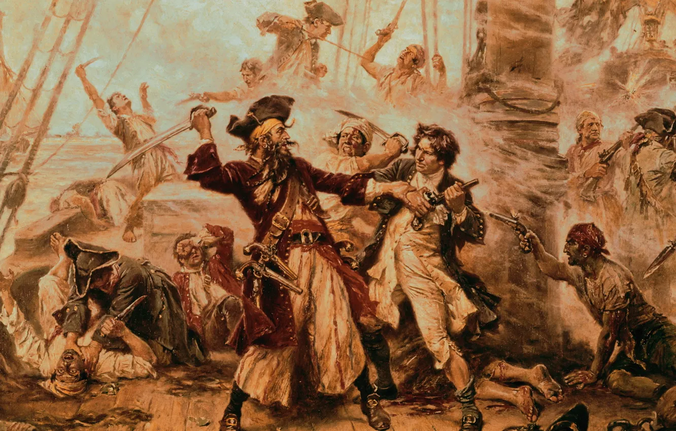 Photo wallpaper ships, Pirates, battle