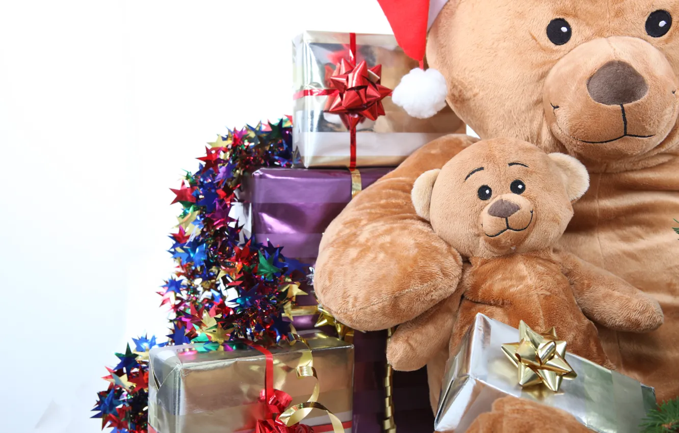 Photo wallpaper holiday, box, toys, new year, Christmas, bear, gifts, christmas