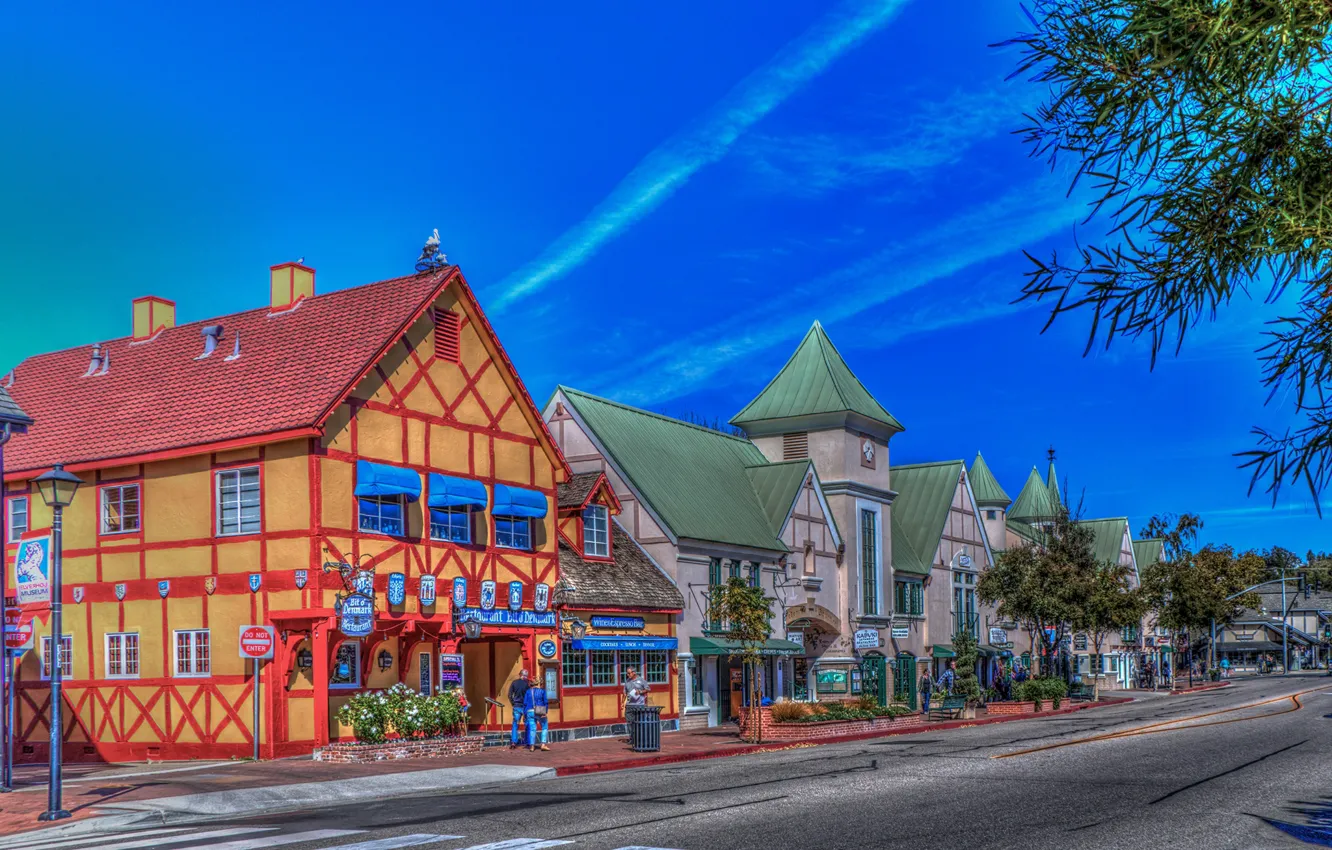 Photo wallpaper road, the sky, street, HDR, home, CA, USA, Sunny