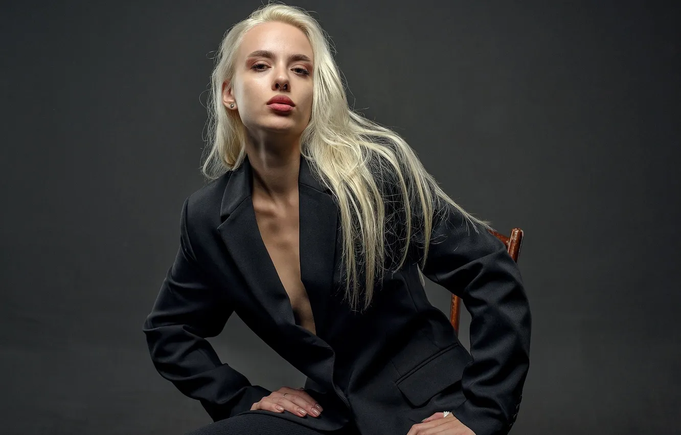 Photo wallpaper girl, sweetheart, model, blonde, Wallpaper, Piercing, beautiful, Pants