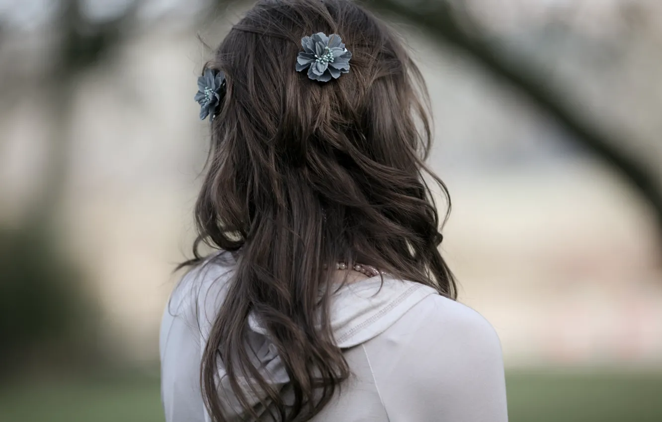 Photo wallpaper girl, mood, hair, calm, back, silence, morning, hairstyle