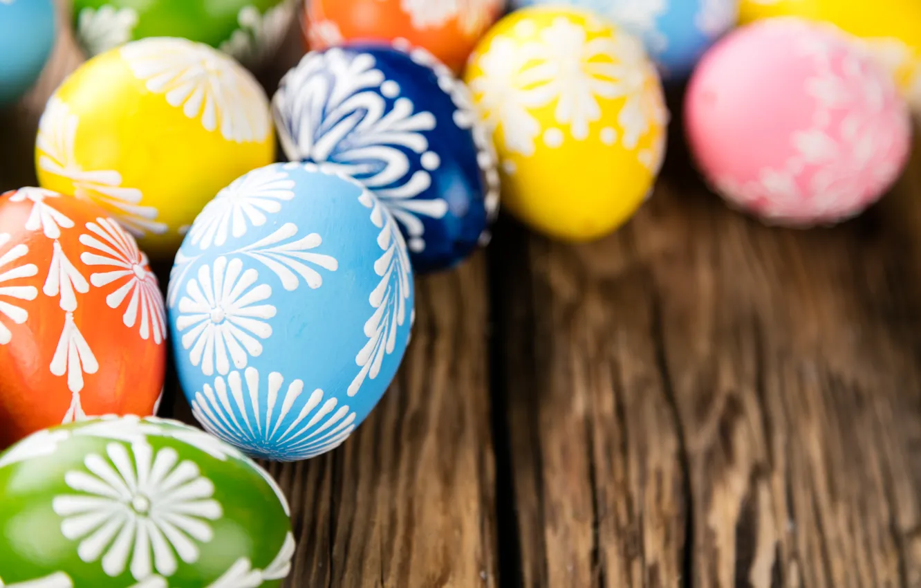 Photo wallpaper eggs, spring, colorful, Easter, happy, wood, spring, Easter