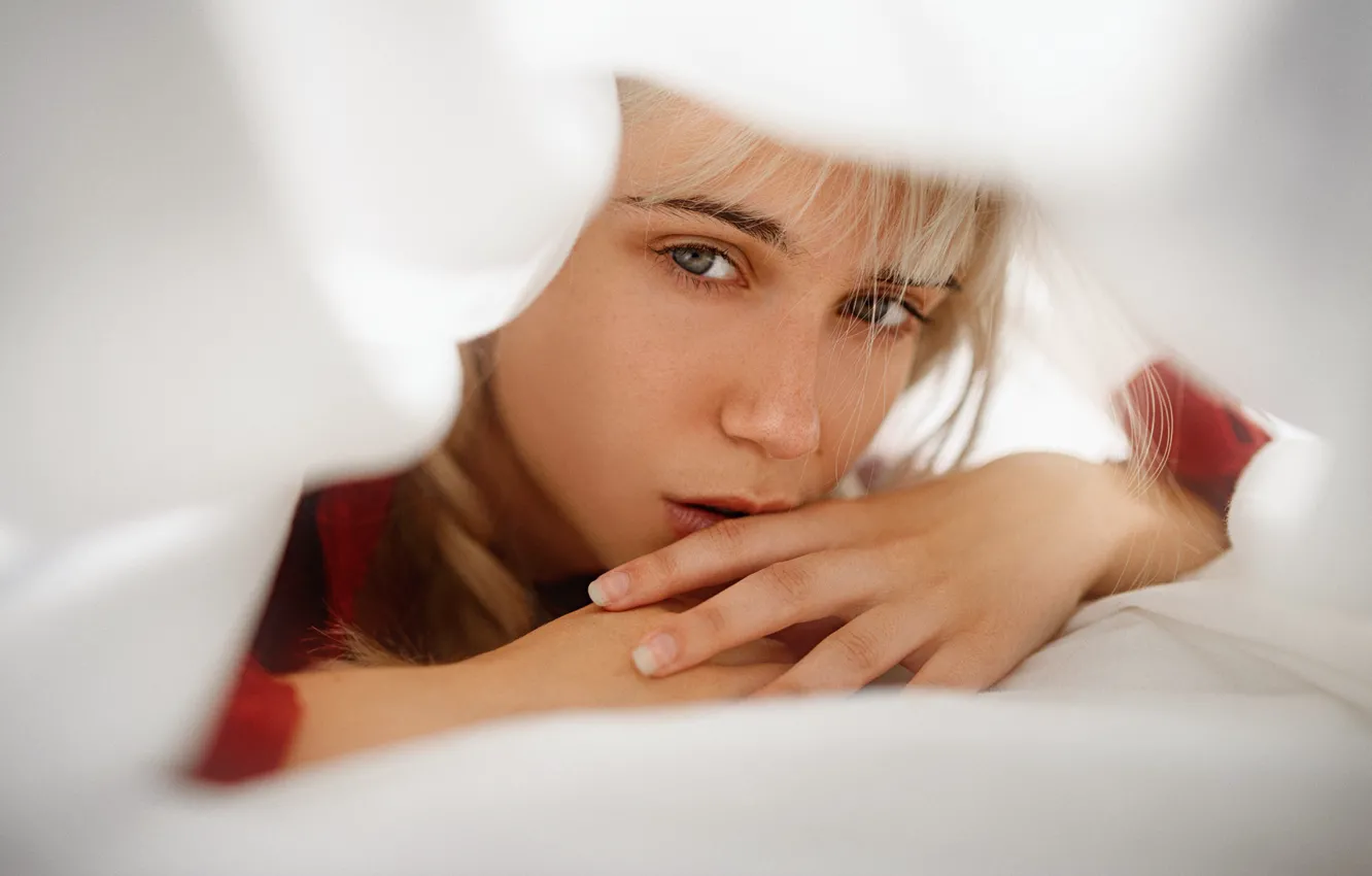 Photo wallpaper girl, close-up, eyes, beauty, face, blonde, George Chernyadev, irene