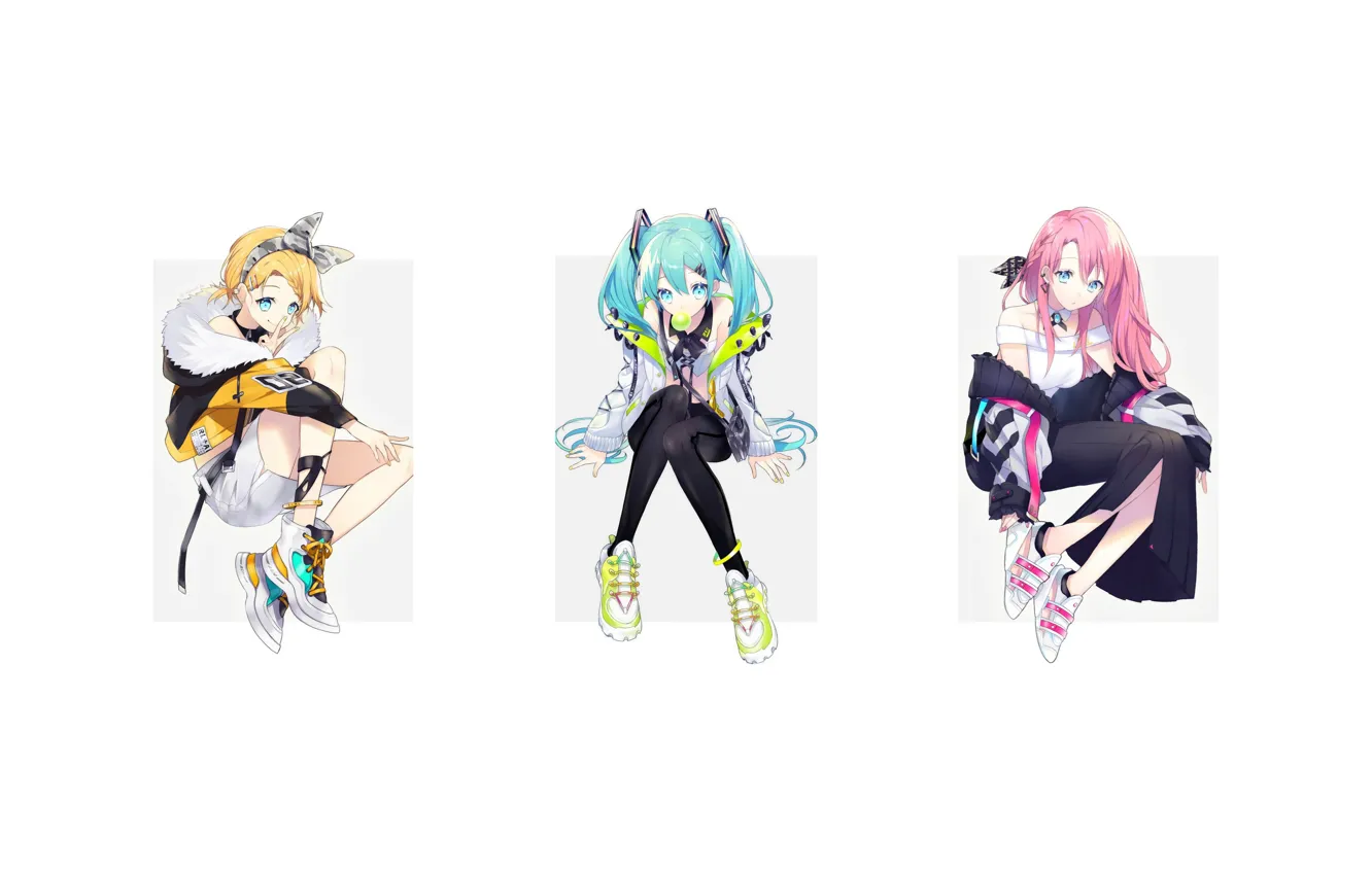 Photo wallpaper minimalism, Hatsune Miku, Vocaloid, Vocaloid, Luka Megurine, Len Kagamine