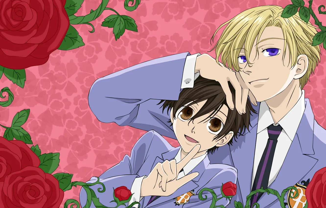 Photo wallpaper roses, guy, Host club Ouran high school, Ouran Koukou Host Club
