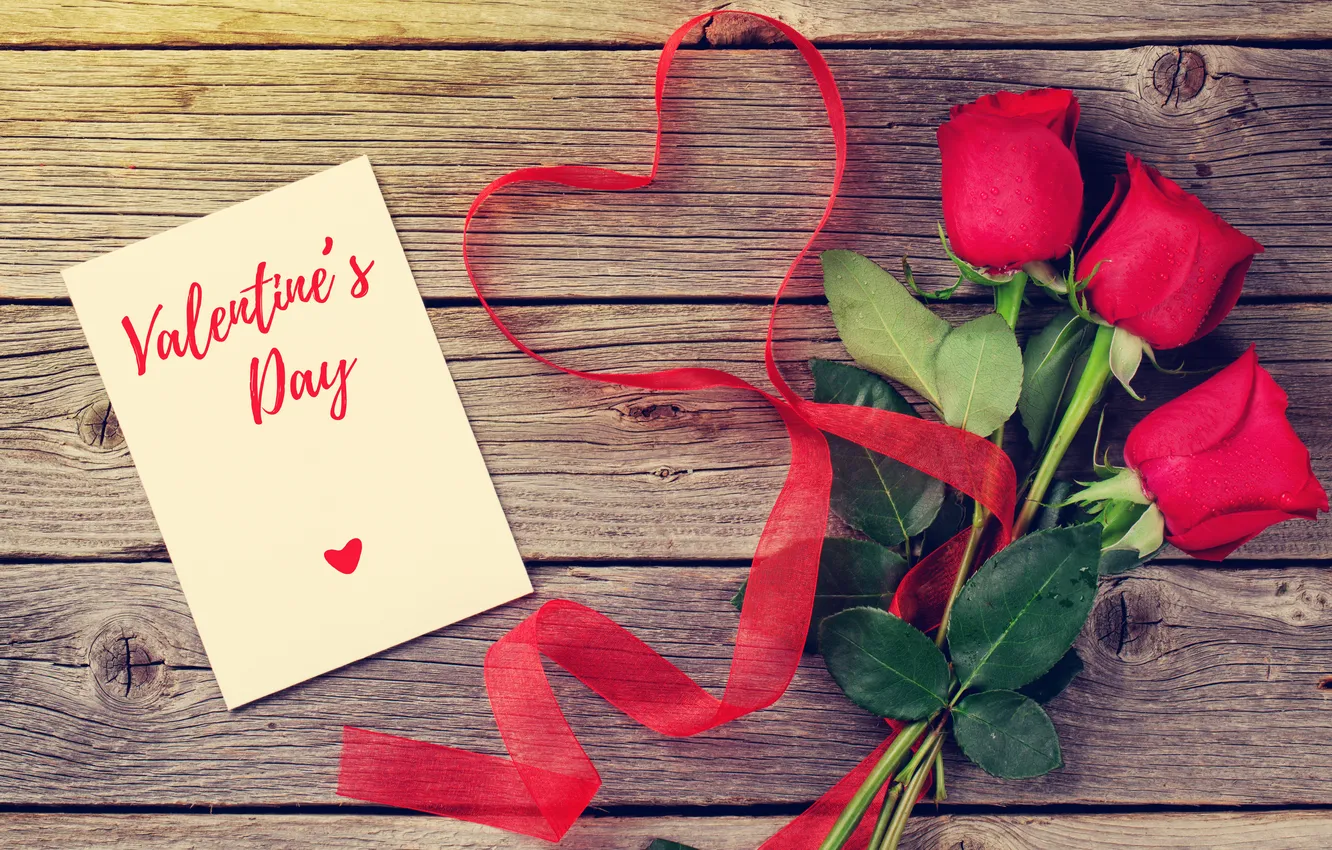 Photo wallpaper love, flowers, gift, romance, heart, roses, love, Valentine's day
