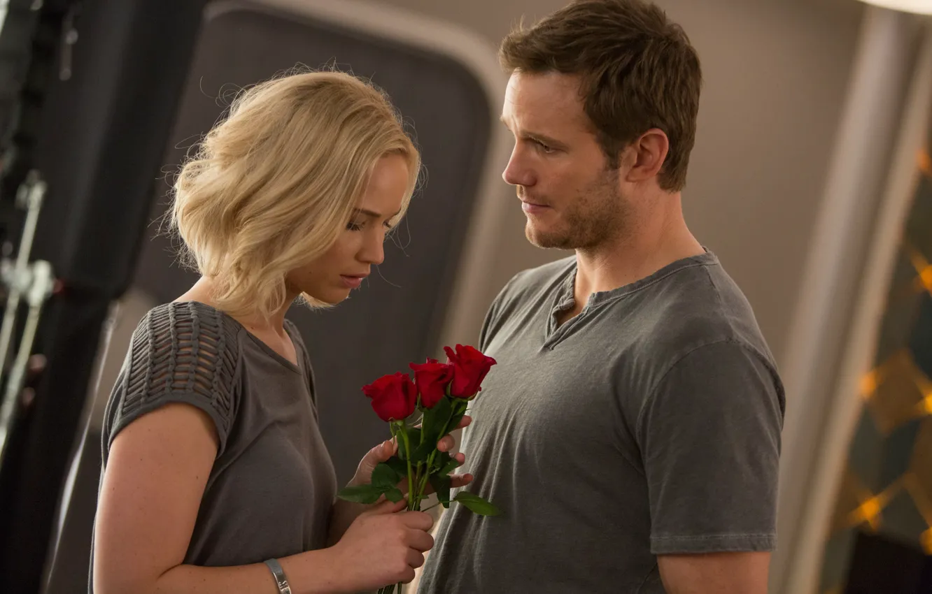 Photo wallpaper Passengers, Jennifer Lawrence, Jennifer Lawrence, Chris Pratt, 2016, Chris Pratt, Passengers, Nothing is accidental