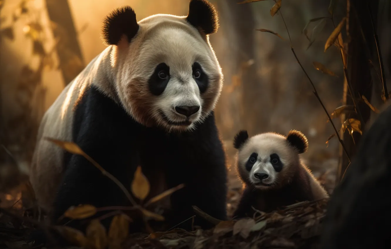 Photo wallpaper forest, look, face, leaves, light, trees, nature, baby