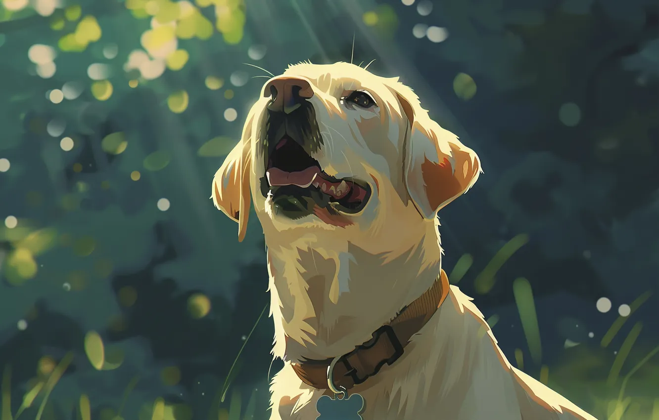 Photo wallpaper face, dog, art, collar, Labrador, digital art, imitation painting, AI art