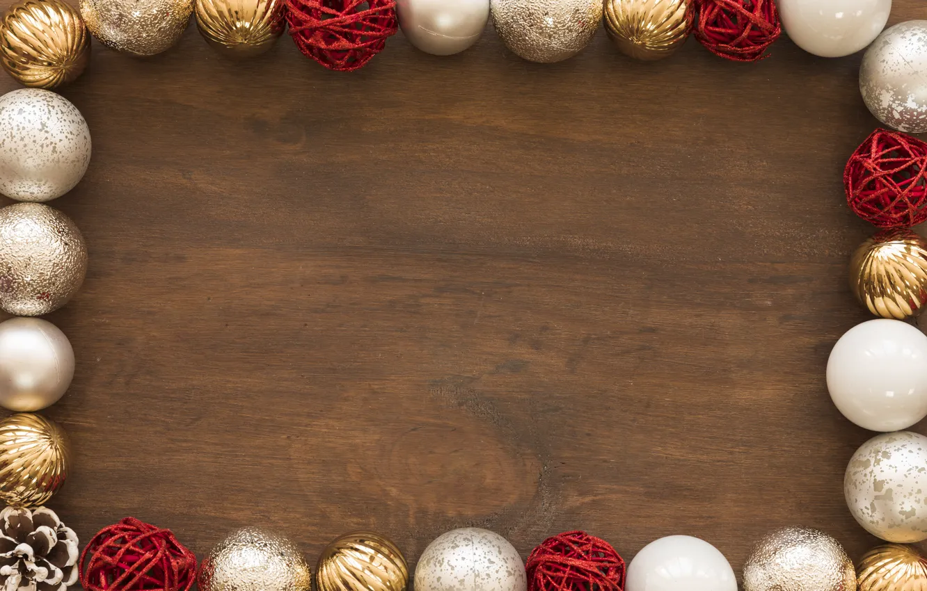 Photo wallpaper decoration, balls, New Year, Christmas, Christmas, balls, wood, New Year