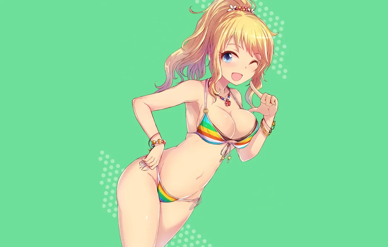 Photo wallpaper girl, sexy, cleavage, long hair, boobs, anime, beautiful, pretty