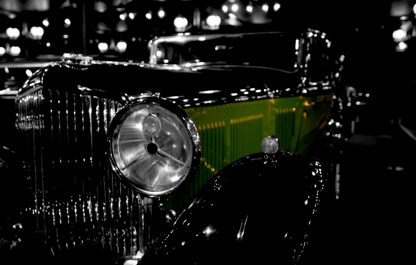 Photo wallpaper retro, Bentley, headlight, grille