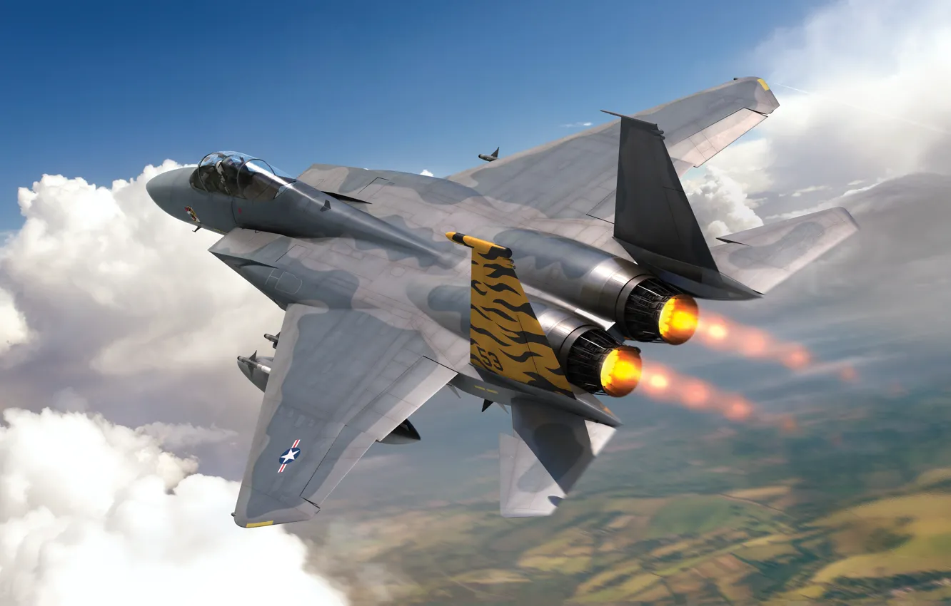 Photo wallpaper fighter, USA, F-15 Eagle, USAF, combat aircraft