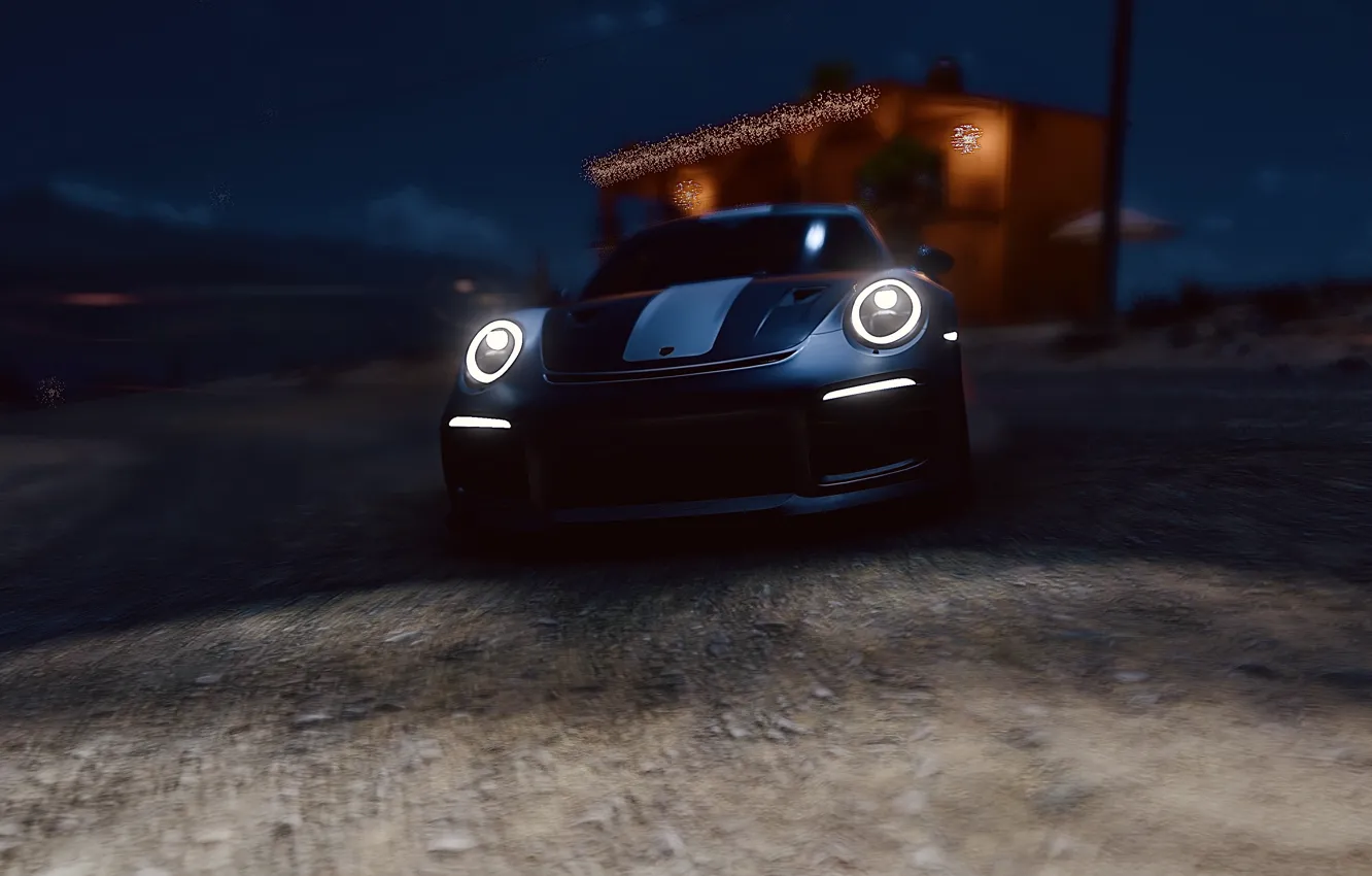 Photo wallpaper HDR, Porsche, light, game, night, UHD, XBox One X, Porsche 911 GT2 RS