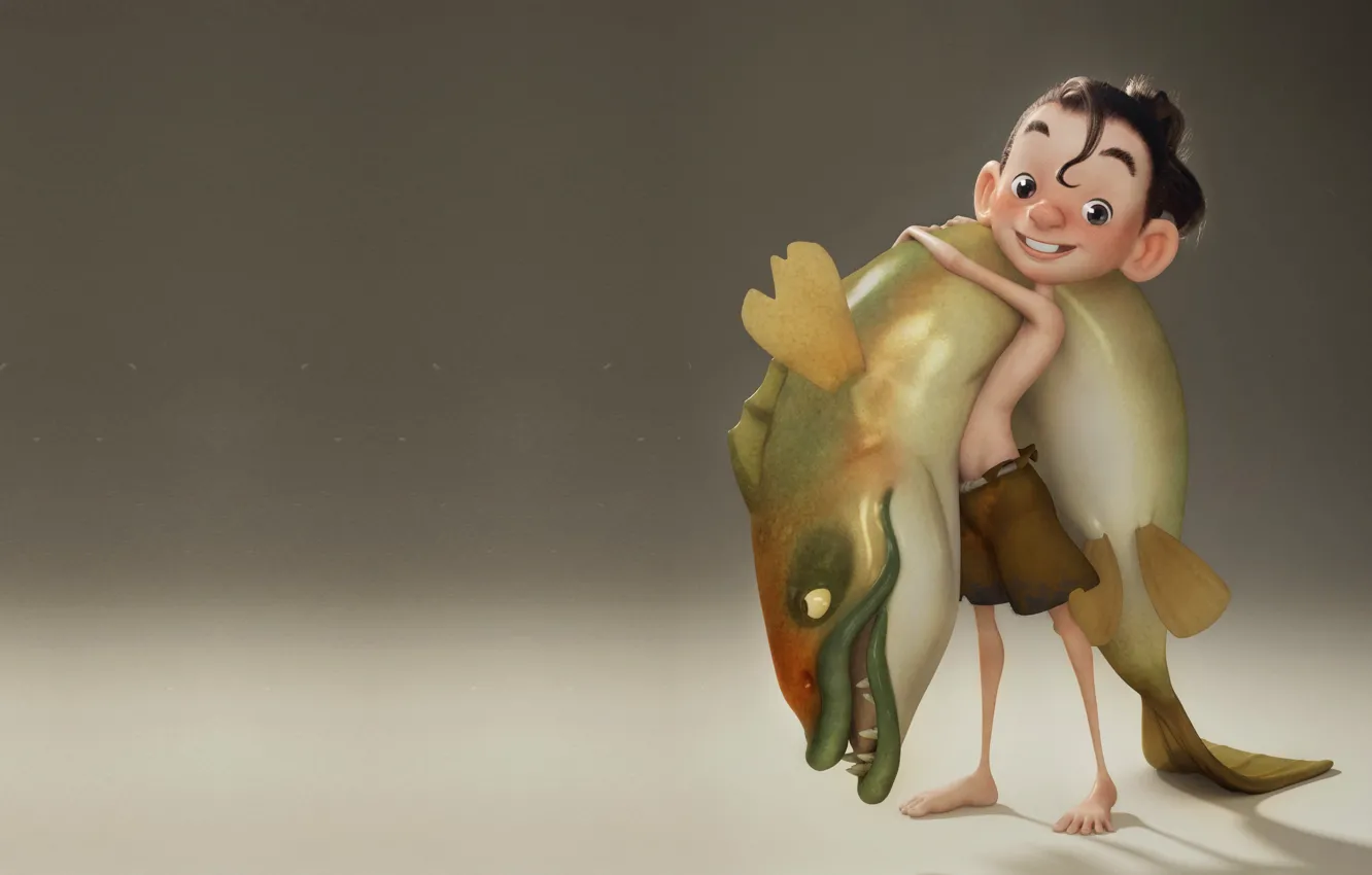 Photo wallpaper mood, minimalism, fish, art, mining, children's, boys, kid