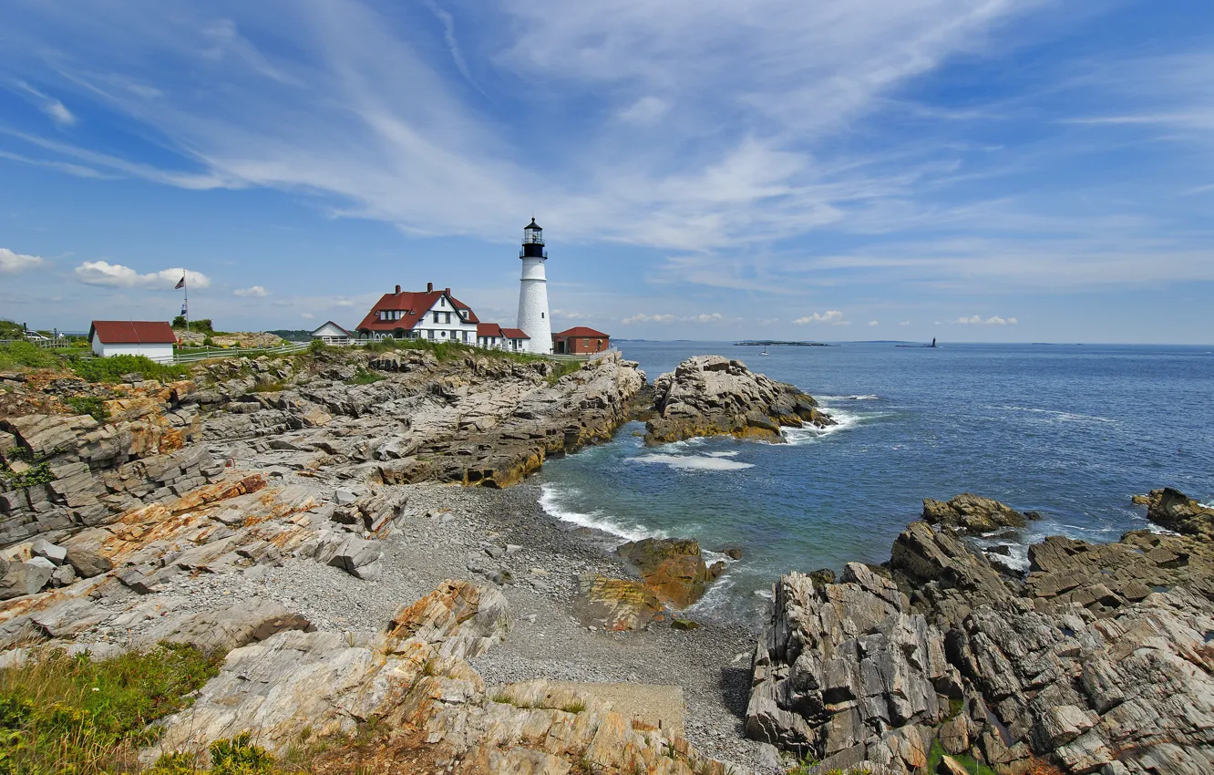 Photo wallpaper sea, landscape, lighthouse