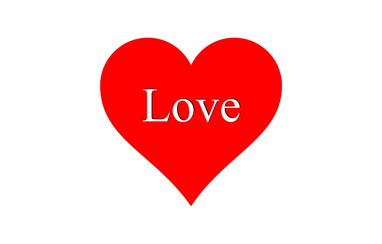 Photo wallpaper love, romance, heart, white background, love, Valentine's day, i love you, red heart