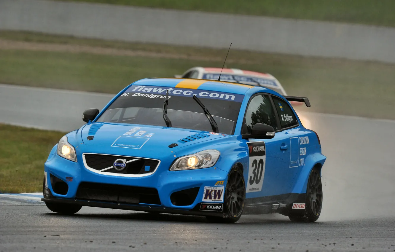 Photo wallpaper blue, Volvo, Race, WTCC, C30, Robert Dalgren