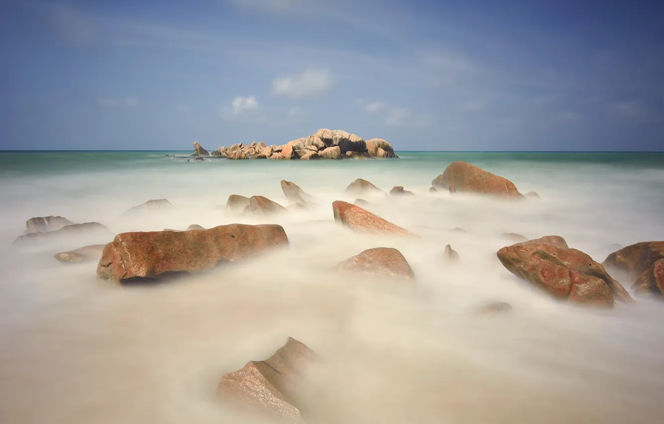 Photo wallpaper sea, the sky, stones, island