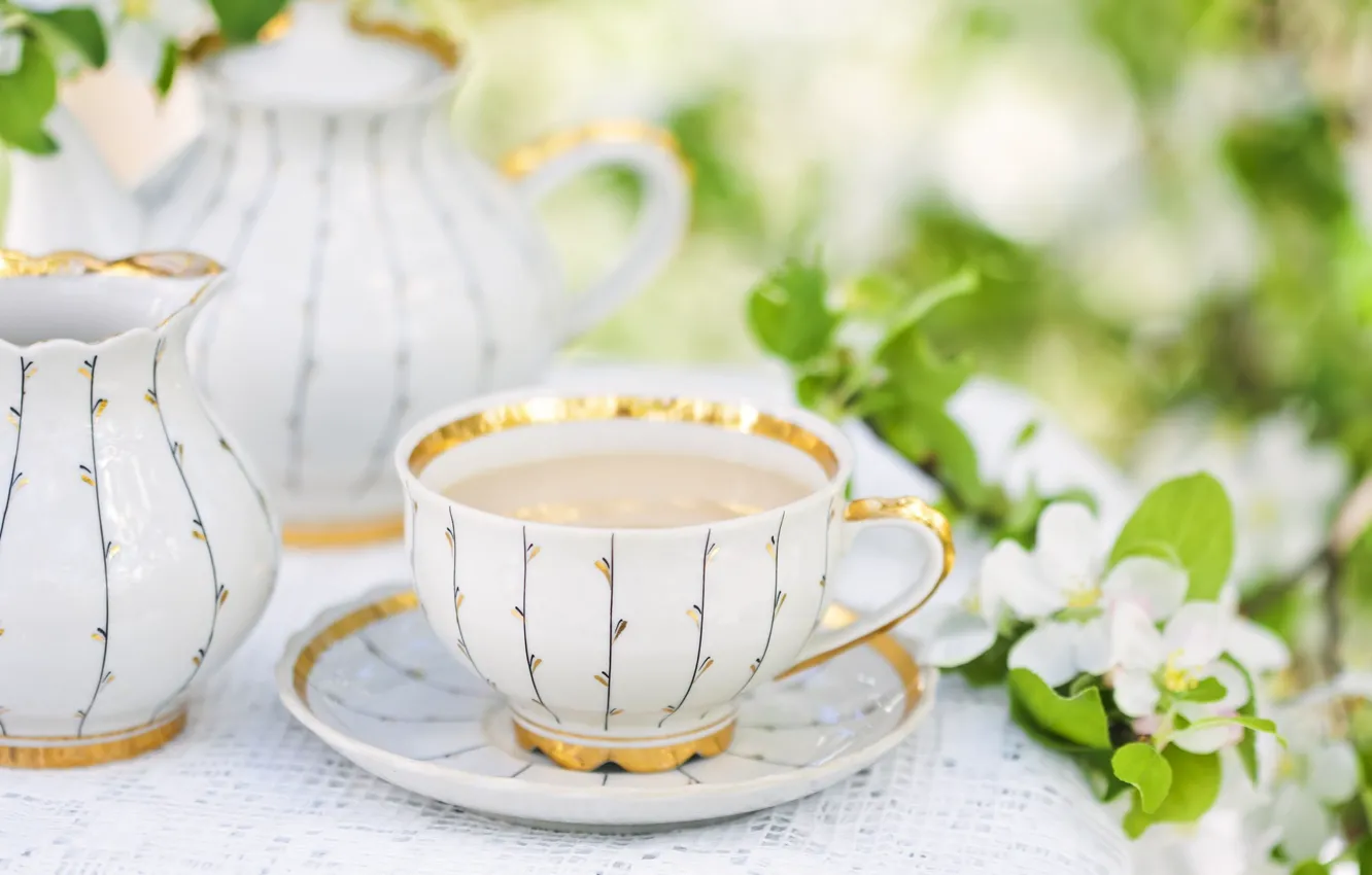 Photo wallpaper tea, kettle, Cup