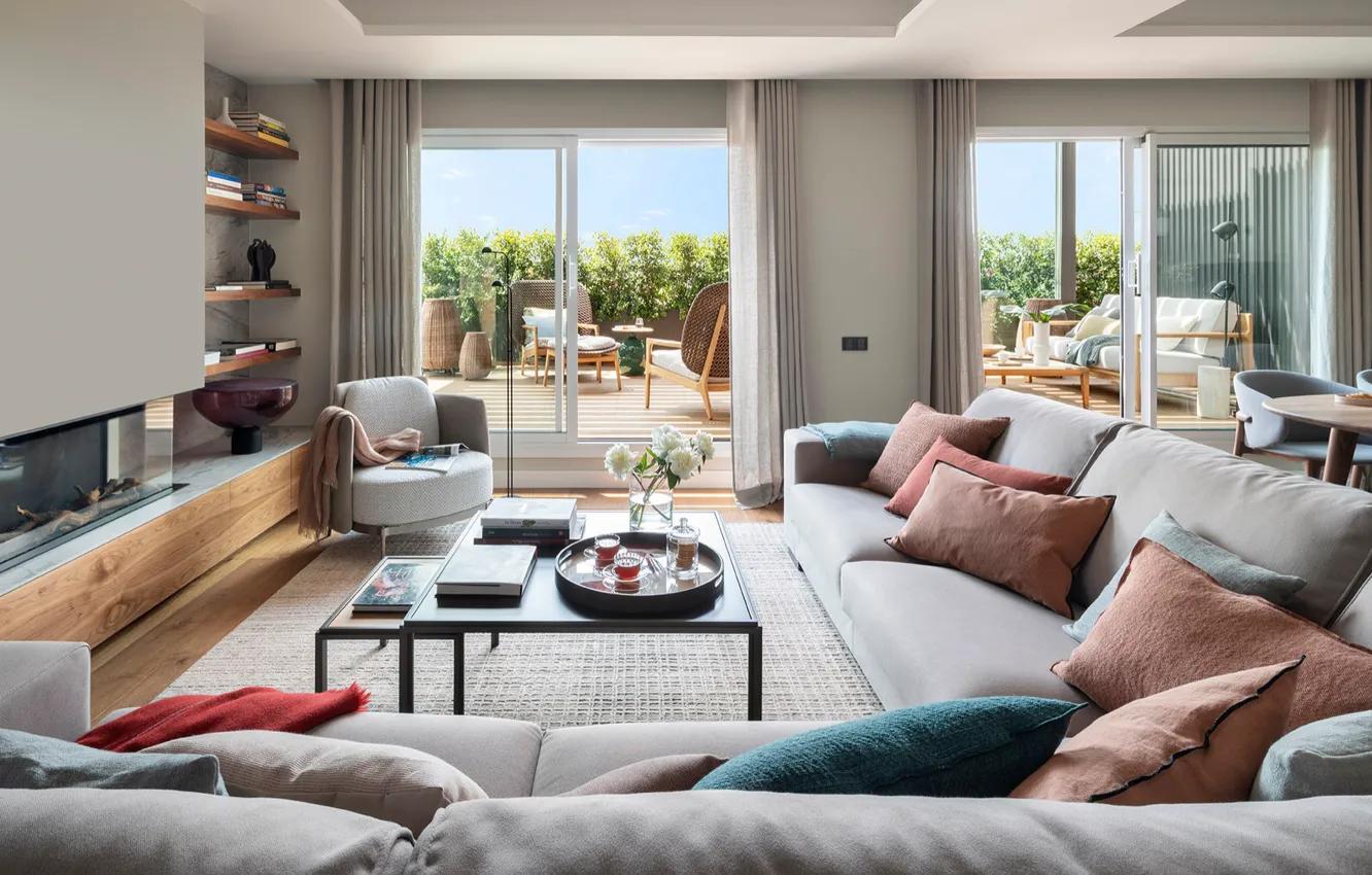 Photo wallpaper style, Barcelona, interior, Spain, terrace, Spain, living room, Barcelona
