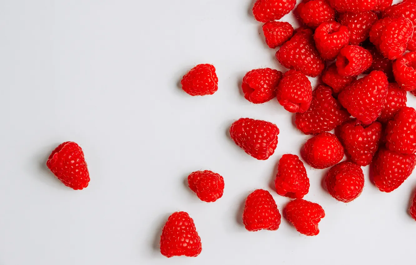 Photo wallpaper berries, raspberry, white background