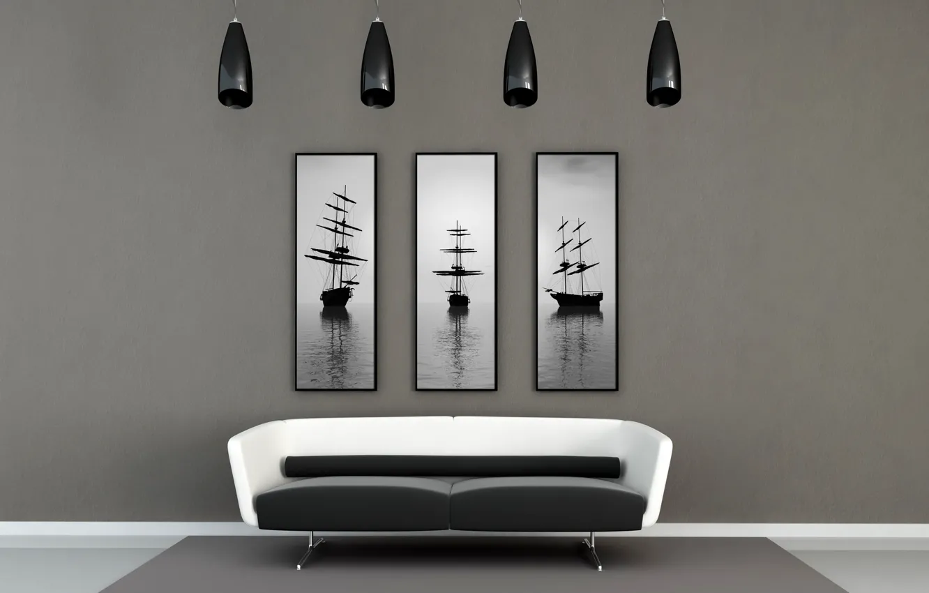 Photo wallpaper design, style, room, sofa, ship, interior, pictures, apartment