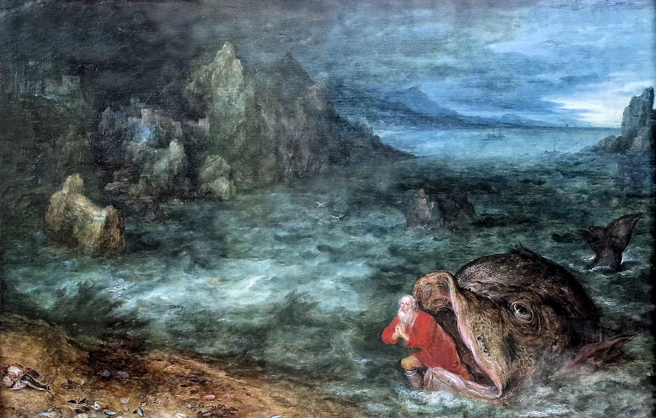 Photo wallpaper artist, Jan Brueghel, Flemish, was a Flemish painter, Jan Bruegel, Jonah and the Whale