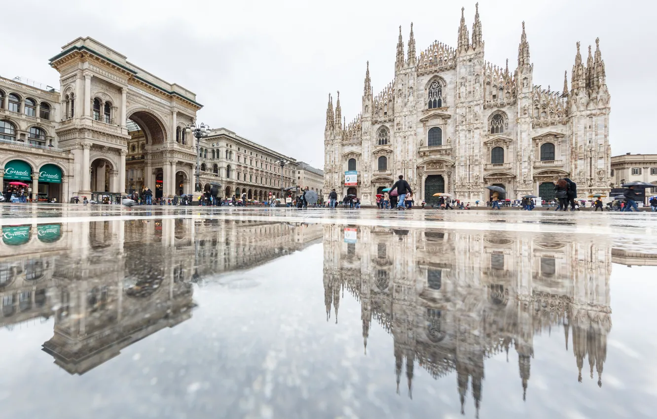 Photo wallpaper reflection, area, Italy, Cathedral, Milan, Duomo, passage