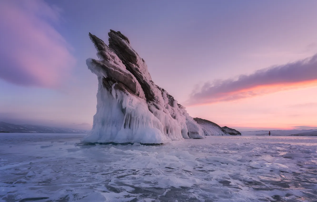 Photo wallpaper stone, snow, geographical accident