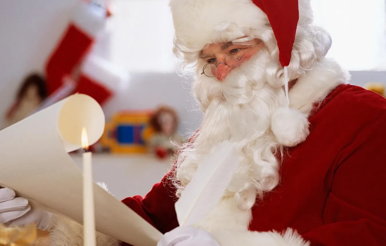 Photo wallpaper letter, new year, beard, Santa, New Year, candle, 2014