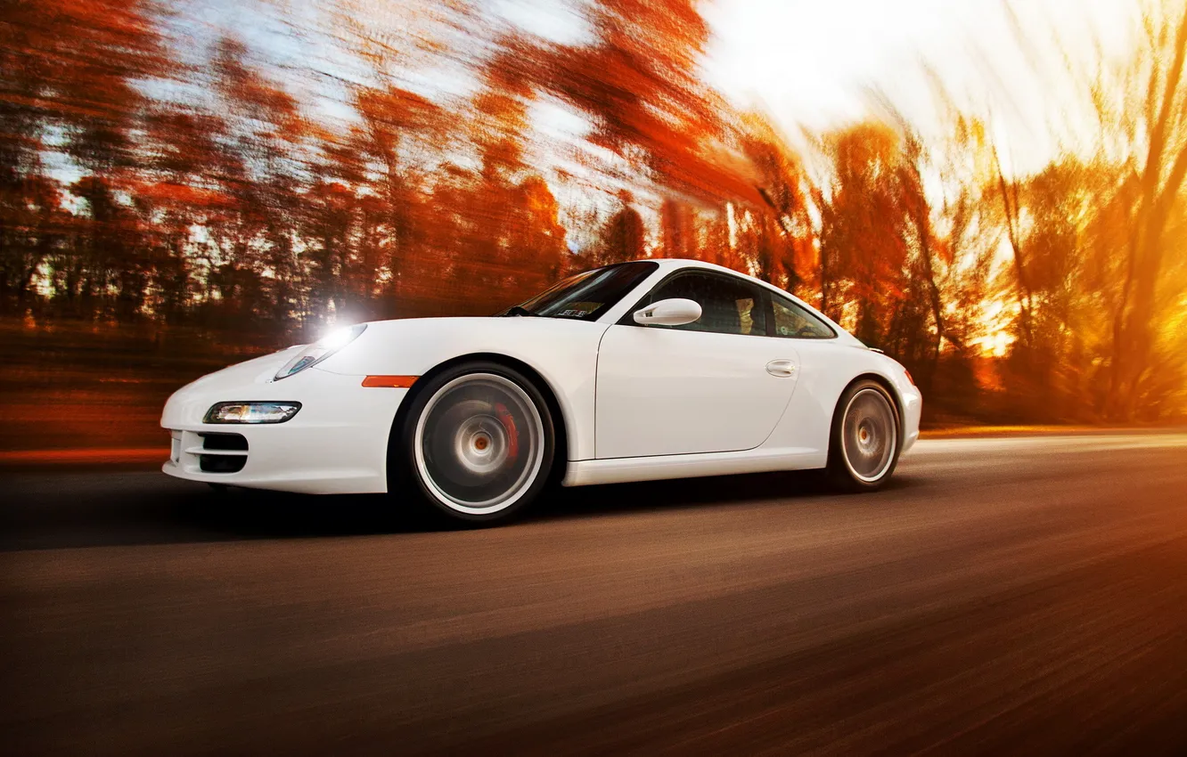 Photo wallpaper Porsche, in motion, Regshot, Porsche 911 Carrera