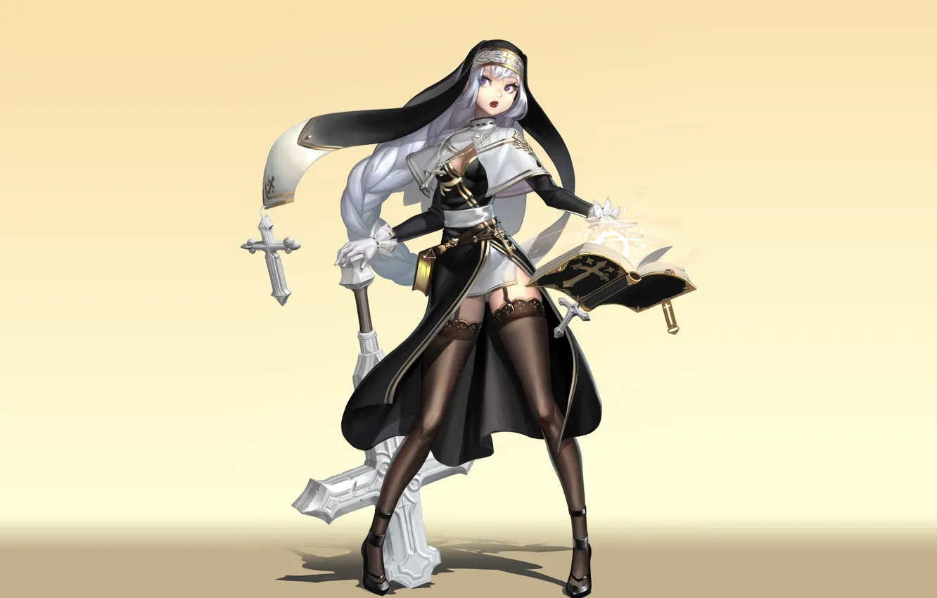 Photo wallpaper girl, weapons, background, anime